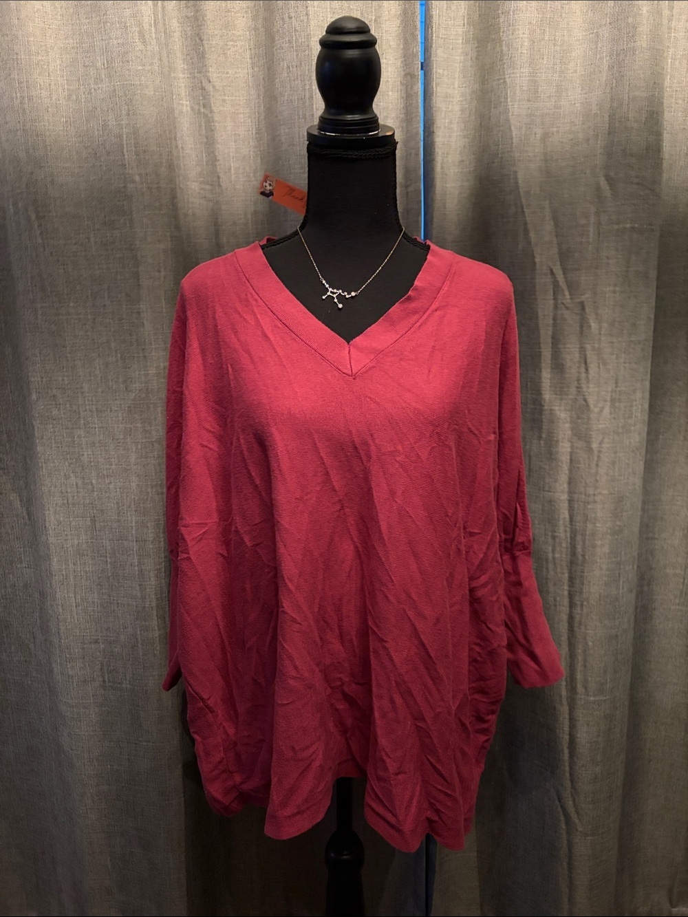 J. Jill Relaxed V-Neck Sweater in Berry